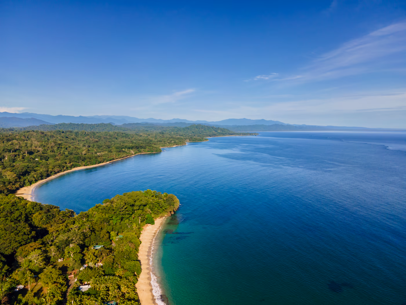 Aerial view of Caribbean beach and jungle